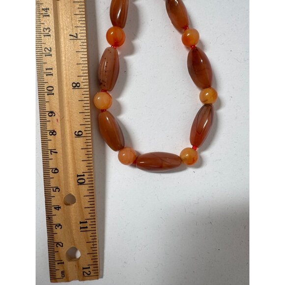 Vintage Carnelian Beaded Necklace With Barrel Clasp 22 Inches Long Warm Tones - Picture 2 of 15